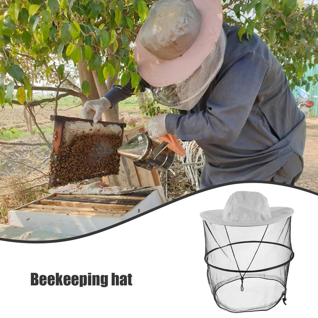 2Pcs Bee Keeper Hats Portable Beekeeping Veil Hat Wide Brim Foldable Net Head Cover Outdoor Protective Bug Net