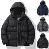 Winter Men's Solid Color Zippered Hooded Jacket With Thickened Warmth Jacket