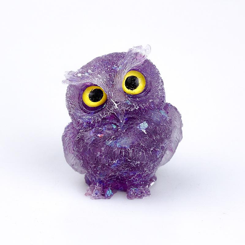 1PCS Natural Crystal Stone Gravel Owl Animal Crafts Hand Made Small Figurines DIY Resin Table Decor Home Decor Collect Gifts