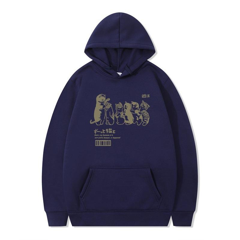 Autumn and Winter Hip Hop Cat Shower Street Printed Sweater Men