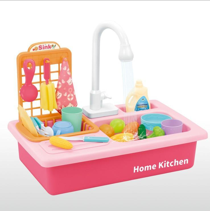 Children'S Electric Circulating Water Washing Basin, Kitchen Cooking Set, Playing House Washing Table Toys
