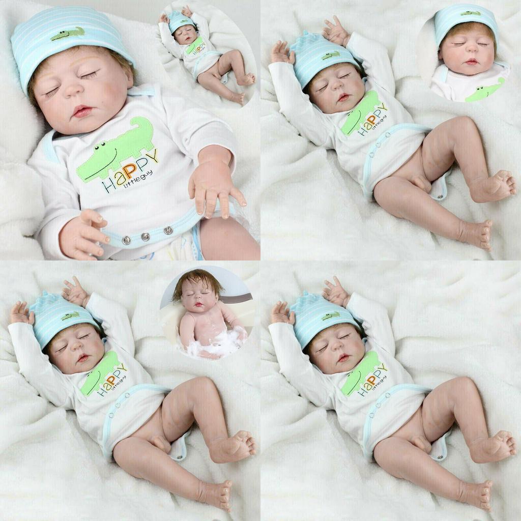22 Inch Reborn Baby Doll Full Body Silicone Vinyl Realistic Newborn Boy Christmas Gift