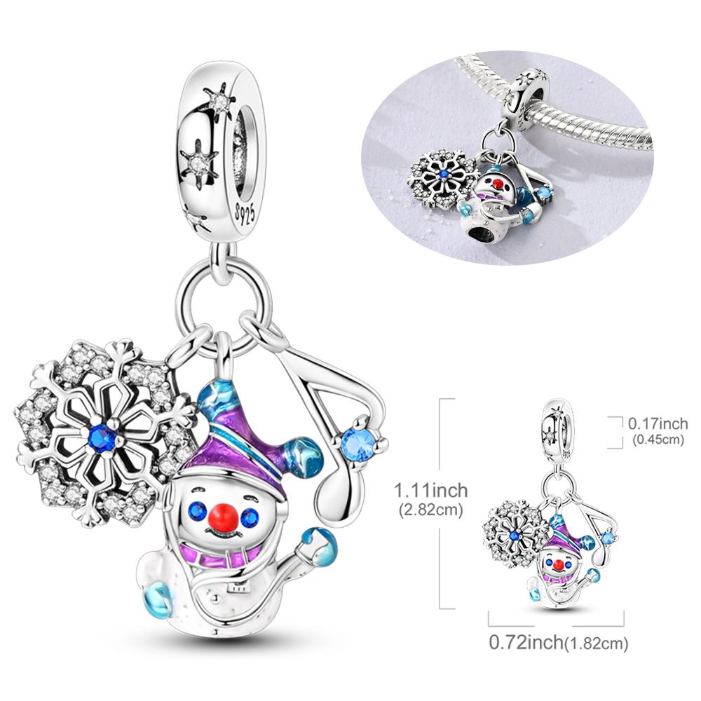 Copper Winter Snowman Penguin Snowflake Charms Beads Fit Original Bracelet For Women Jewelry Making