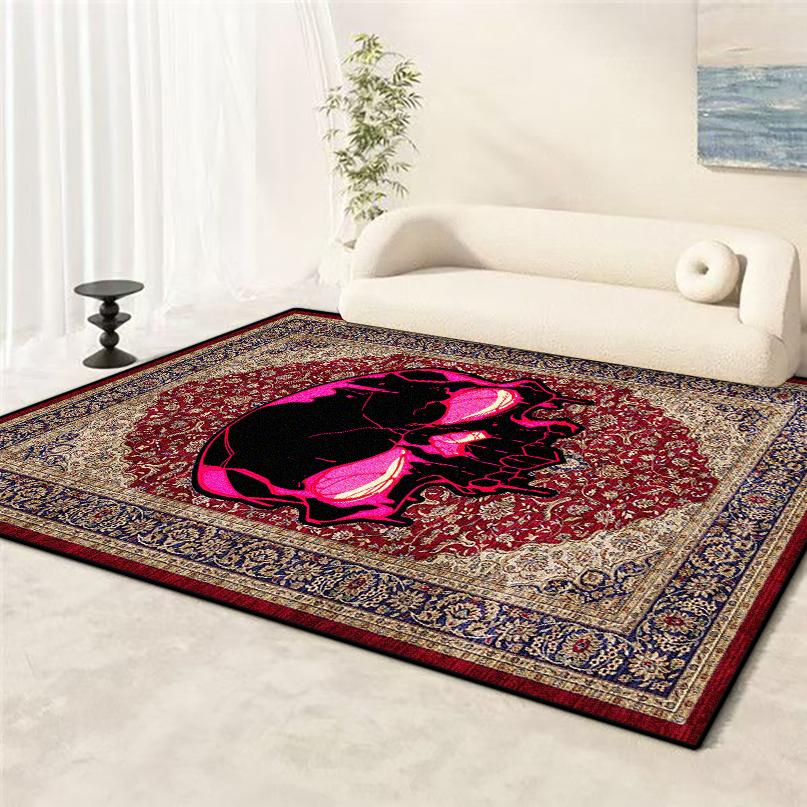 Persischer Retro Teppich in Übergröße für das Wohnzimmer Cartoon Rutschfest Kinderzimmer Dekoration Teppich Weiche Sofatischmatte Maschinenwaschbar