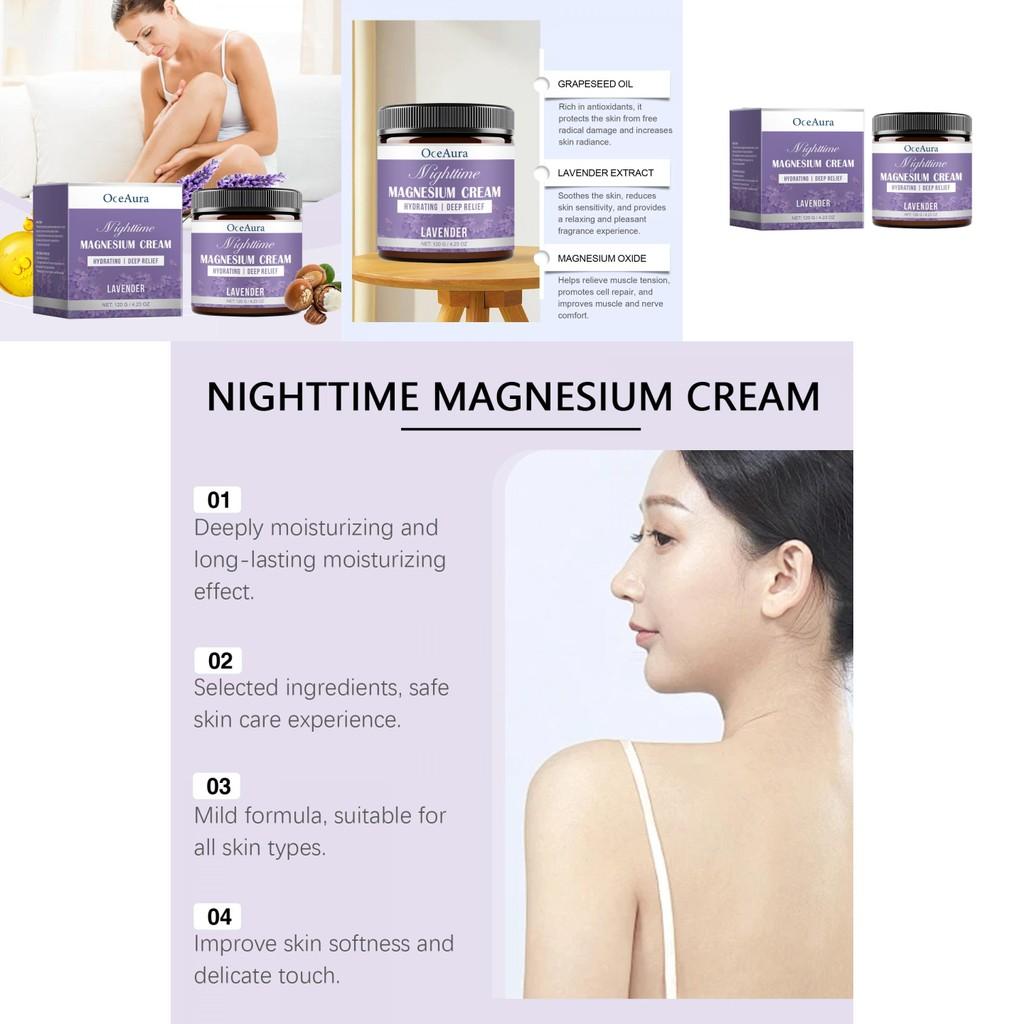 Oceaura Nighttime Soothing Magnesium Cream Deep Hydrating Moisturizing Body Lotion