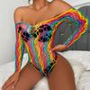 Fishing Net Women Erotic Lenceria Sexy Set Rainbow One Piece Tight Fit Ropa Interior Sexi Mujer