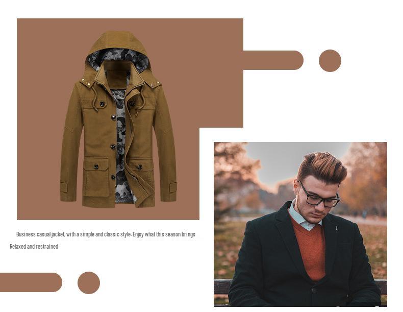 Men's Autumn/Winter 2023 Casual Plus Size Mid-Length Thin Trench Coat