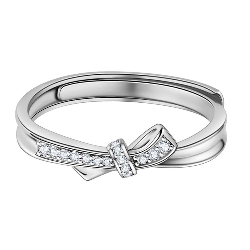 Romantic Fashion Truelove Knot Couple Ring Niche Men and Women Bow Couple Rings Light Luxury High-Grade Wedding Ring