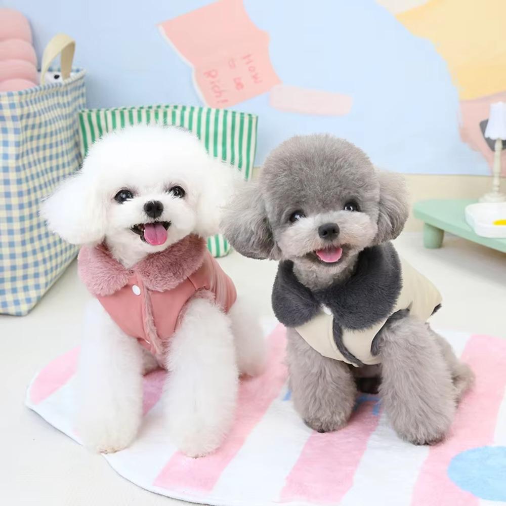 Windproof Dog Vest Coats Fur Collar Pet Jacket Pet Costume Puppy Outfits  for French Bulldog