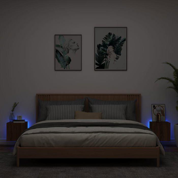 VidaXL Meubles TV Muraux Lumières LED 2 pcs, Armoires de Télévision Suspendues avec Rangement, Meubles Télé Flottants Salon, 837231