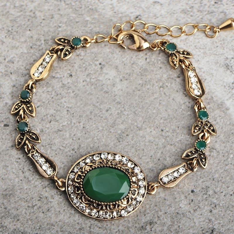 

Турецкие винтажные браслеты и браслеты для женщин, кристаллы, 4 цвета, ювелирные изделия из смолы для вечеринки, ручные украшения зелёный