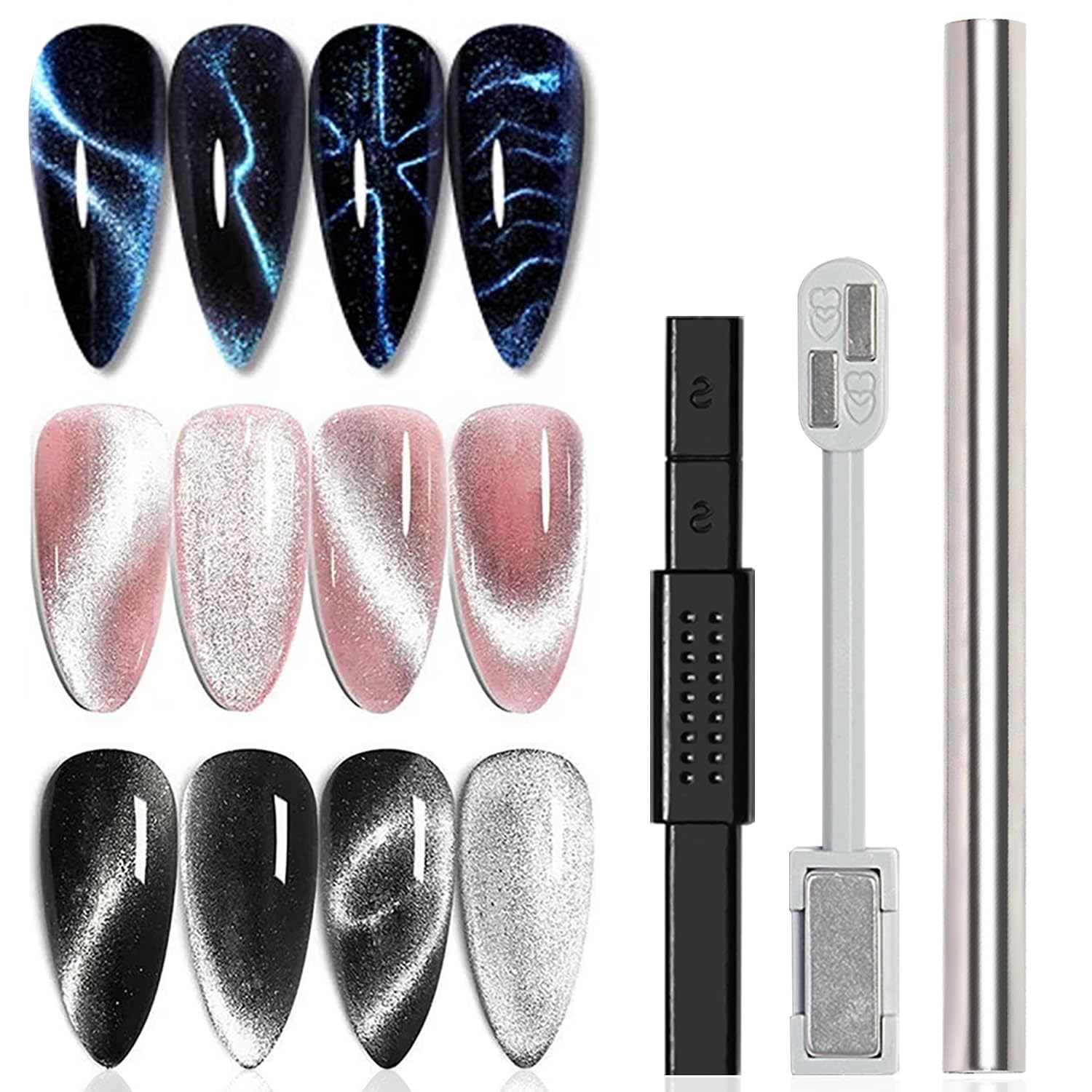 

YIKOOLIN 3 шт. магнит кошачий глаз для ногтей гель-лак магнит палочка для дизайна ногтей лак для ногтей двухголовые магниты палочки инструмент для дизайна