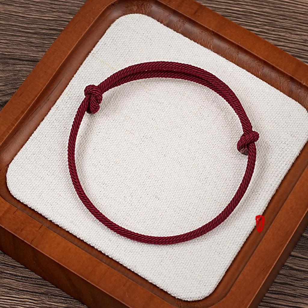 Peach Wood Red Rope Bracelet - Unisex Protective Benmingnian Handwoven Ethnic Style
