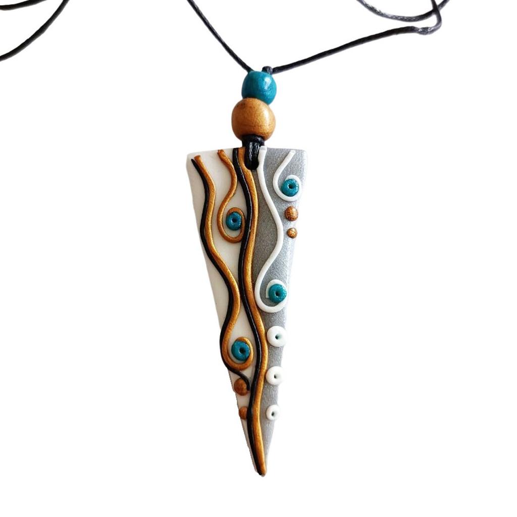 Les Trésors De Lily [R7914] - Artisanal 'Cubism' Silver-gold Necklace - 57x23 Mm