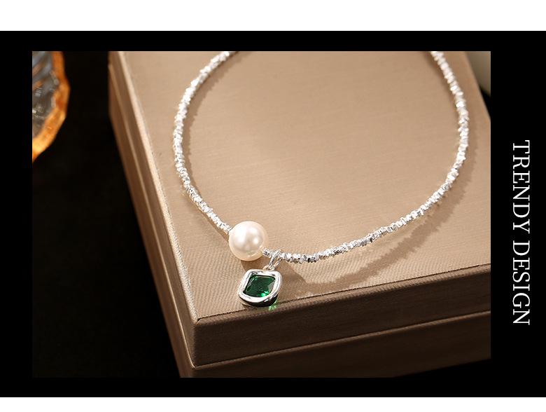 Banyan Tree S925 Silver Luxury Square Bead Anklet - High-End Women's Emerald Foot Jewelry