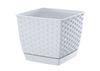 RATOLLA quadratischer Blumentopf DRLK250 mit Untersetzer | Weiß