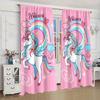 2PCS Rainbow Unicorn Curtain with Rod Bag Design for Privacy Protection   Suitable for Various Decorative Scenarios