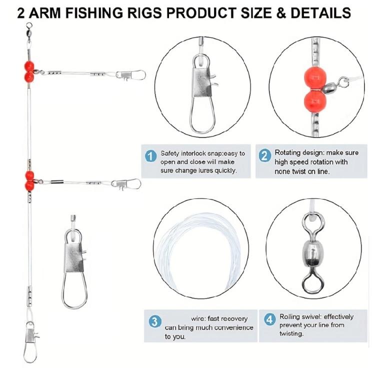 6Pcs Fishing Leaders Fishing Wire Leader Line Rig with Swivels Snap Fishing Rigs Nylon Wire Leader for Lures Baits Hooks