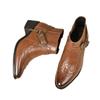 Stivali da Cowboy Vintage alla Moda da Uomo in Pelle con Cinturino Alto a Fibbia a Catena Scarpe a Punta Stivaletti da Motociclista da Uomo