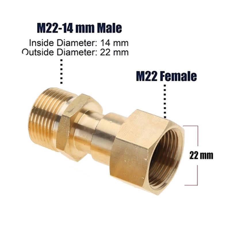 2 Pcs M22 14mm Connection Quickly Connect Pressure Washer Adapter Fitting