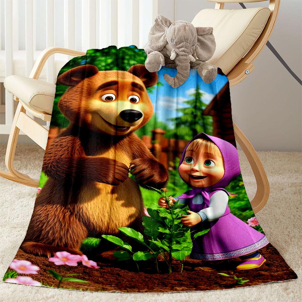 Masha Bear Blanket Warmthful Decor Great for Bedding Office Chair Office Four Seasons Universal Digital Print