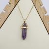 Crystal Agate Hexagonal Pendant Necklace with Gold Alloy Chain and Adjustable Extension