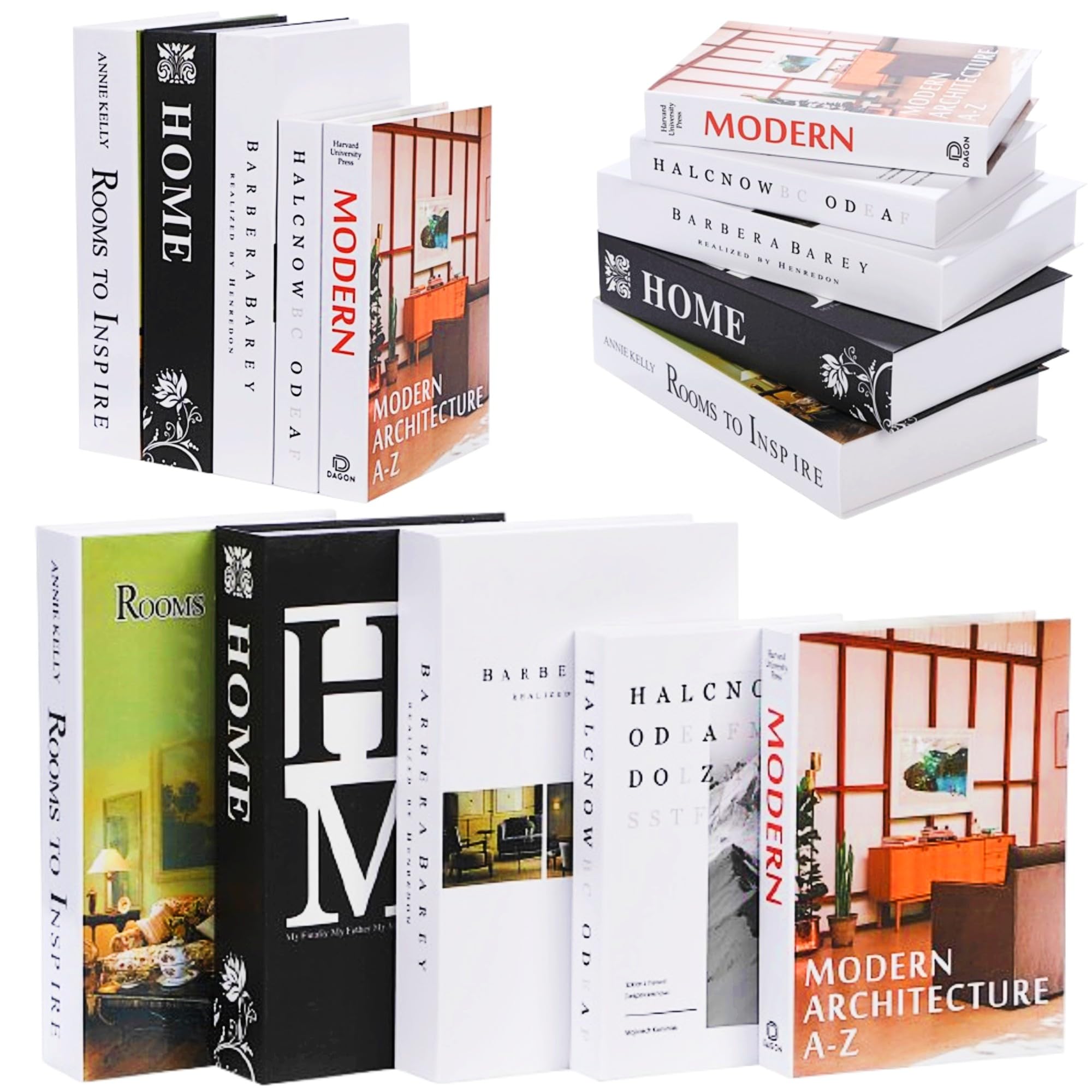 

merrytime Книжный набор для интерьера в скандинавском стиле из 5 муляжей книг (3 больших + 2 средних), идеально для интерьерной фотографии, скандинавский дизайн, домашний декор,