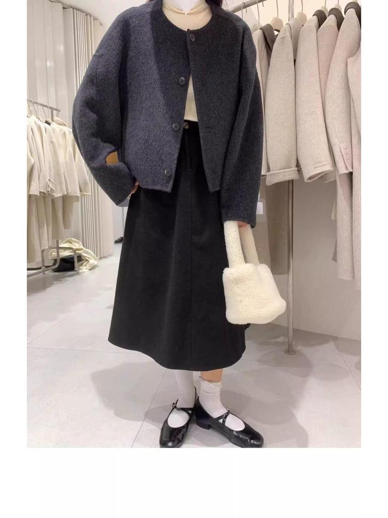 Petite Women's 2025 Winter Woolen Cardigan-Style Short Coat