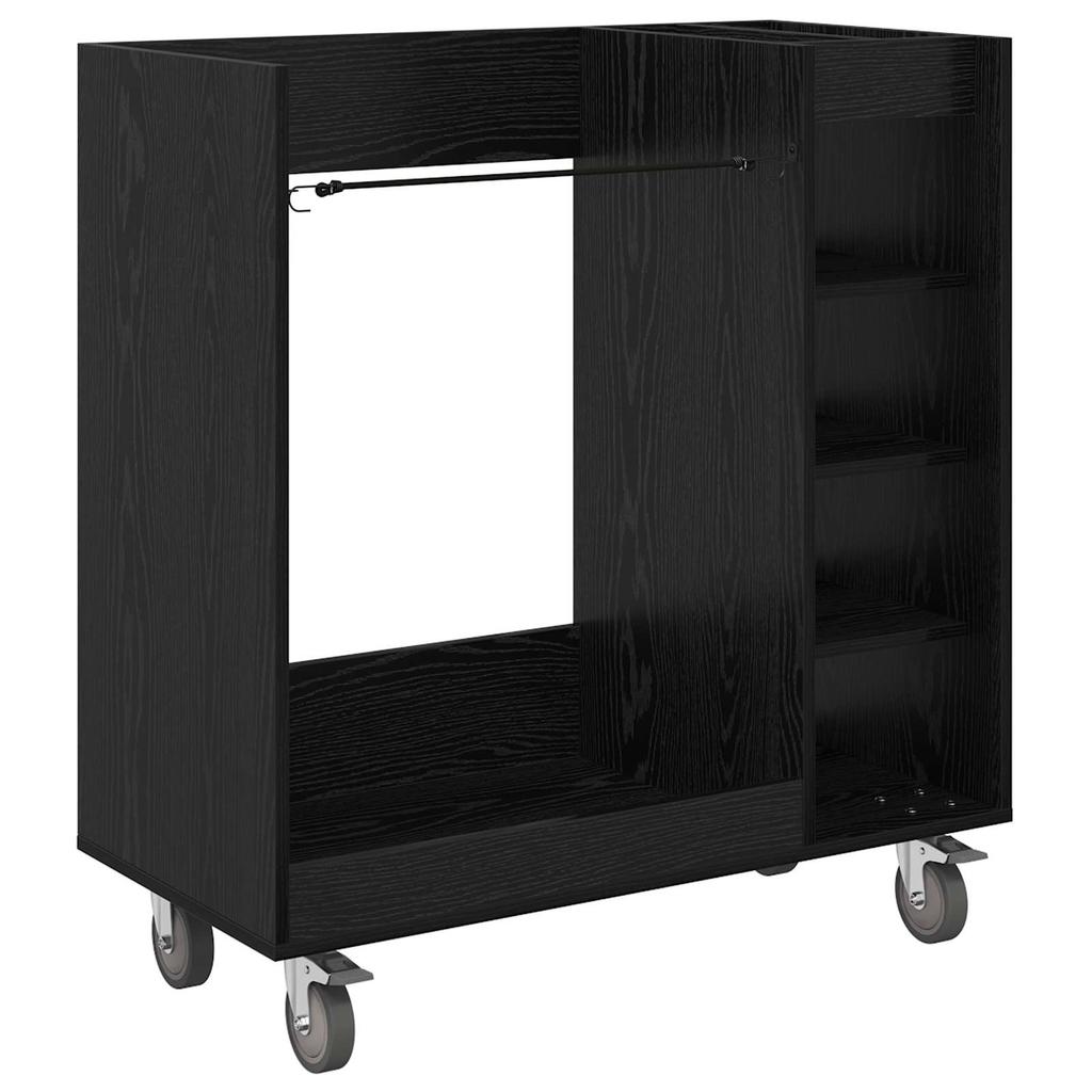 Golf Cabinet with Wheels Universal Black Oak Effect 90 x 45 x 98 cm