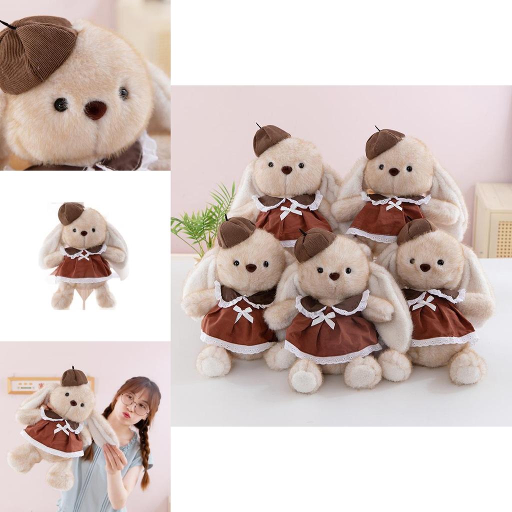 Plüschhasenspielzeug für Kinder Weiches Tier Plüschkissen Geschenk mit Kleid und Hut Dekoration