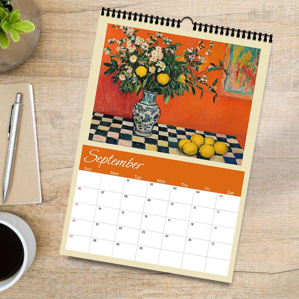 1pc Vintage Animal Wall Calendar-Eclectic Art Theme, 12 Different Designs, Suitable for Art Enthusiasts, Halloween Gifting