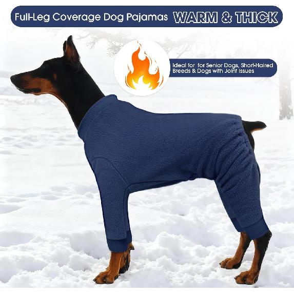 IECOii 4XL Dog Jacket, Dogs Fleece Sweaters with Long Sleeves, Warm & Stretchy Coat for Boy and Girl, Cold Weather Coat, Dog Pajamas for Large
