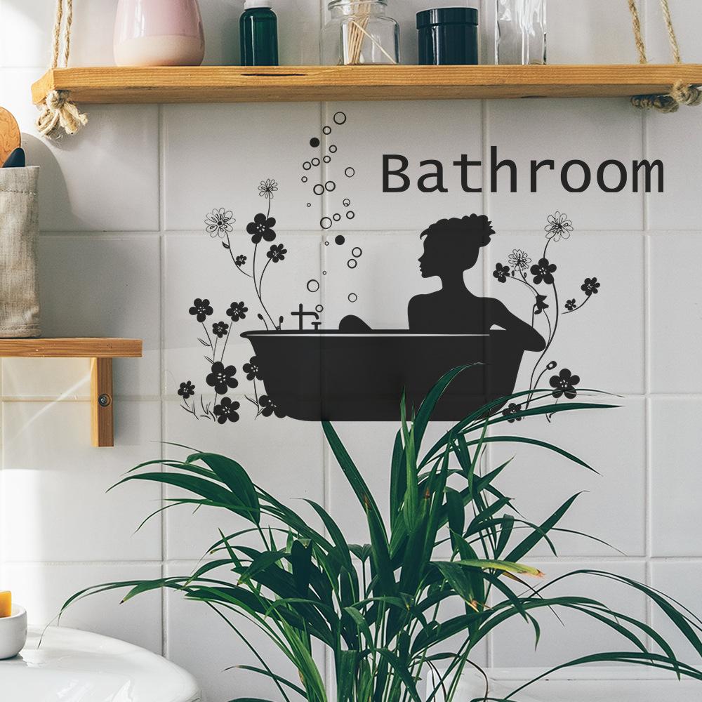 Creative Bathroom Decoration English Slogans Bathroom Home Background Beautification Wall Stickers