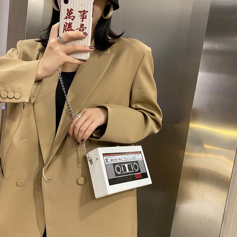 Women niche design women's bags bags2025 creative personality tape Internet celebrity chain messenger box bag
