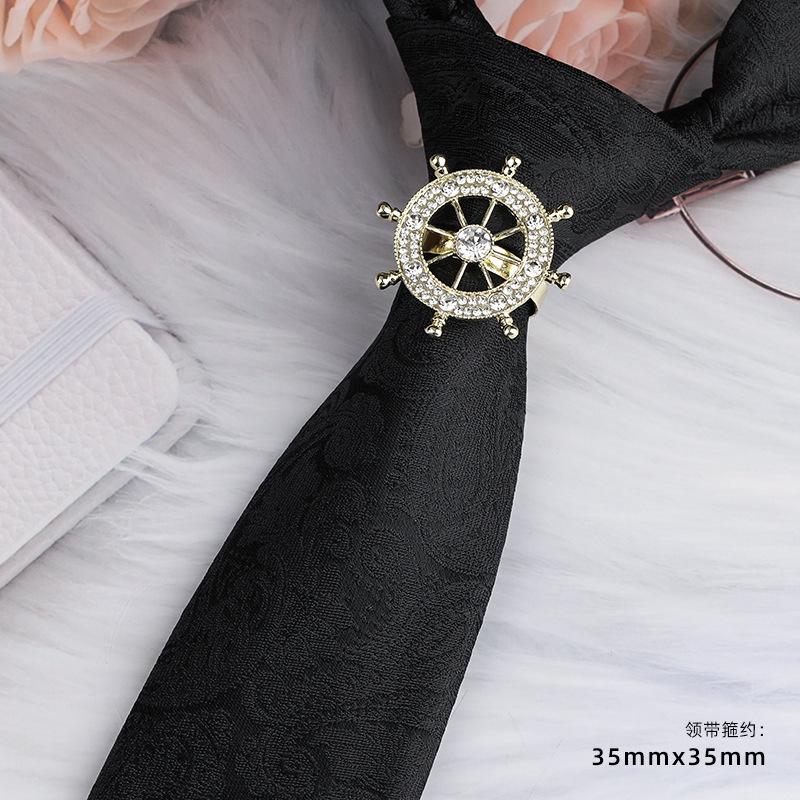 Men'S Emperor Rhinestone Collar Ring Clip Tie Hoop Vintage Knight Tie Hoop Business Shirt Tie Button Brooch