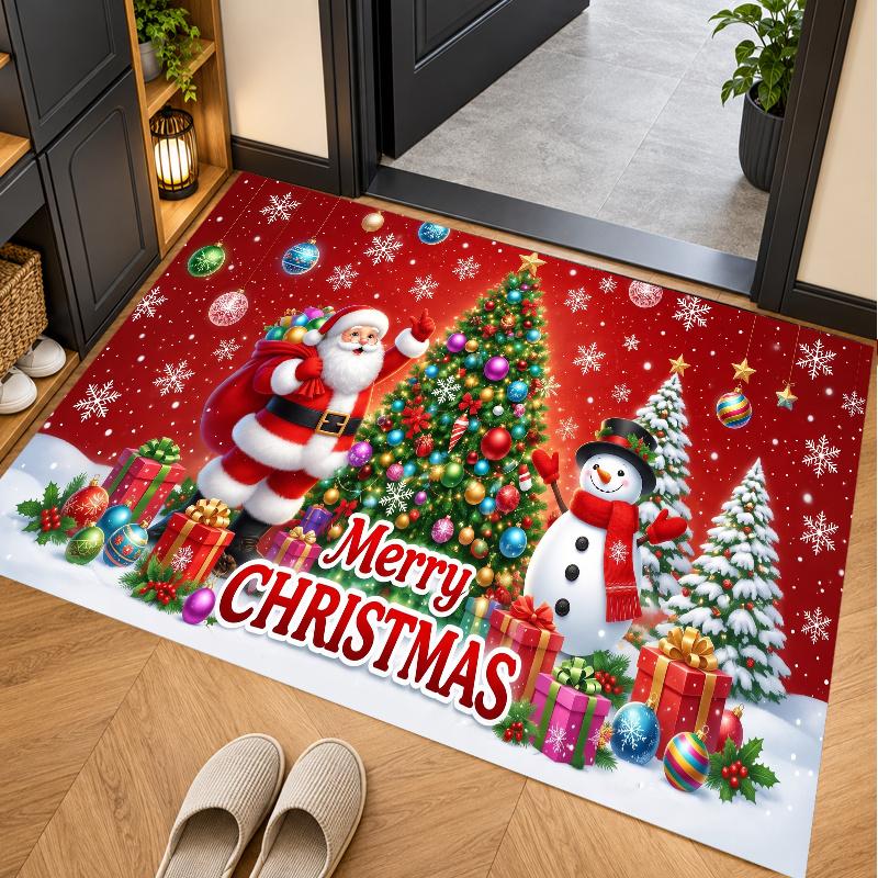 Christmas Theme Floor Carpet, Soft Area Rug, Xmas Indoor Home Holiday Decoration