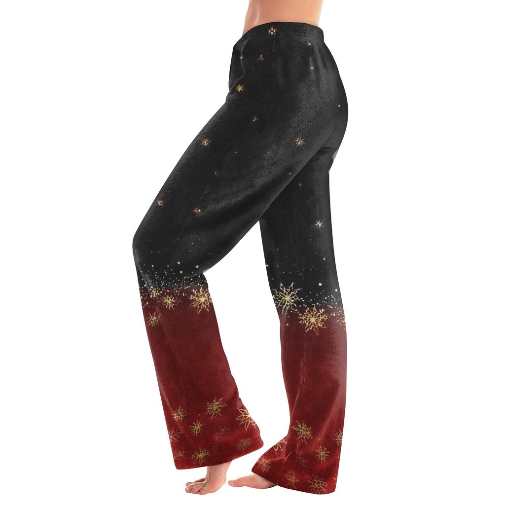 Women's Christmas Print Casual Pants with Pockets and Cuffed for Holiday