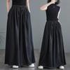 Damen Sommer Jeansrock Frühling/Herbst Elastischer Bund Bindegürtel Weitbeinige Hose