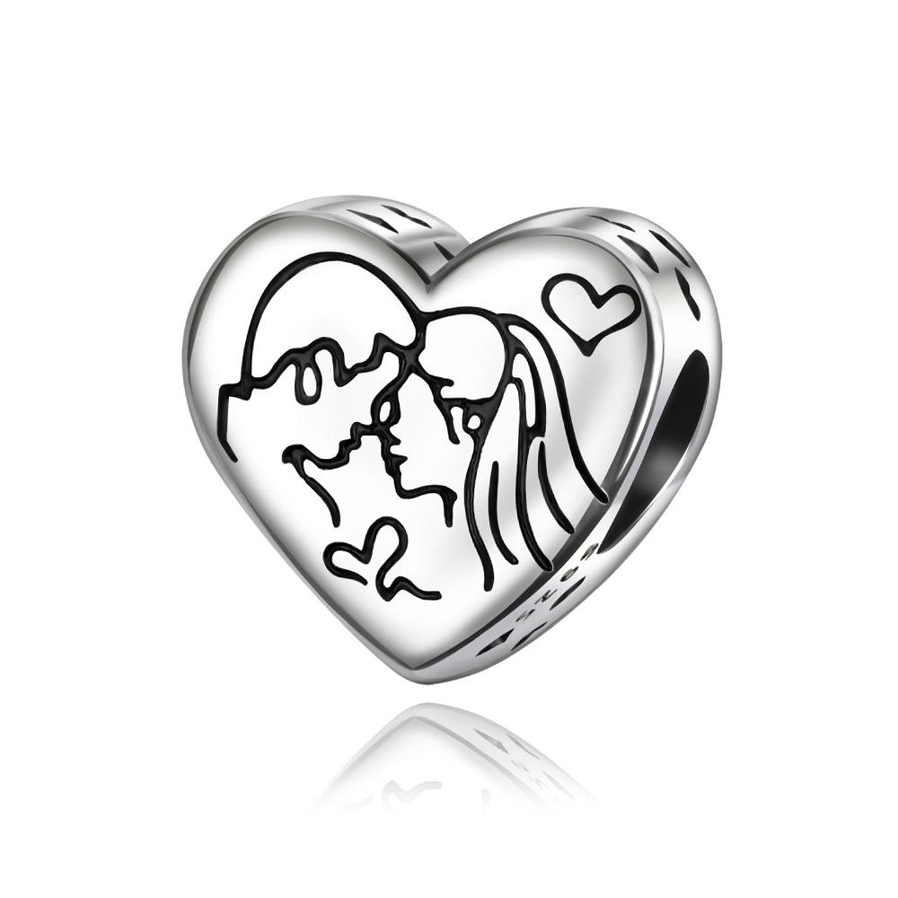 S925 Silver DIY Beaded Heart Jewelry Accessories Family Theme I Love You Bead Craft Making Kit