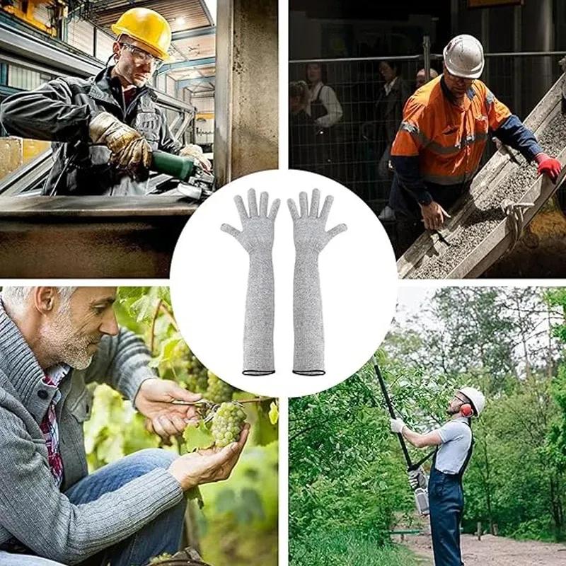 Long Garden Labor Gloves HPPE Fabric Cut-proof Design Protects Arm Gloves Comfortable Durable Work Gloves for Construction Sites