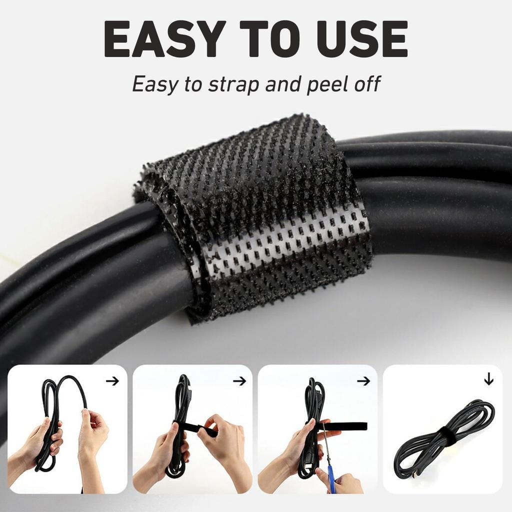 1 Roll 3meters/118.11in Data Cable Management Cable Tie Reusable Removable Multi-purpose Wire Organizer Data Cable Storage Tape
