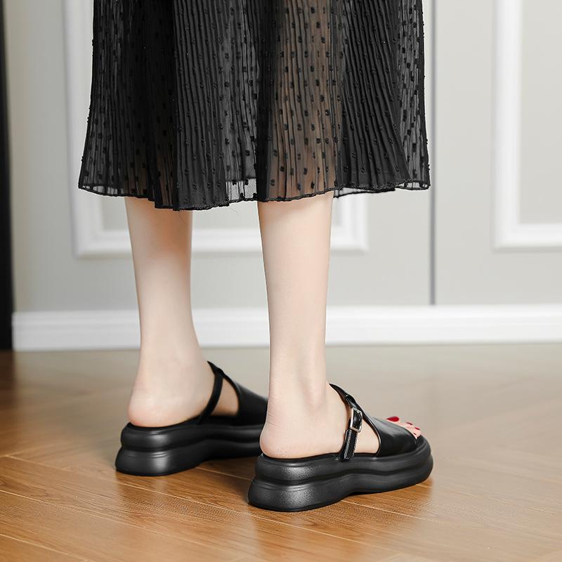 Comfort~ Retro word with casual heightening platform sandals women's summer new flat-bottomed Roman sandals
