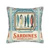 "Vintage Sardines Pillow Cover – Retro Fish Can Label Design With Mediterranean Style For Kitchen, Living Room & Coastal Decor"