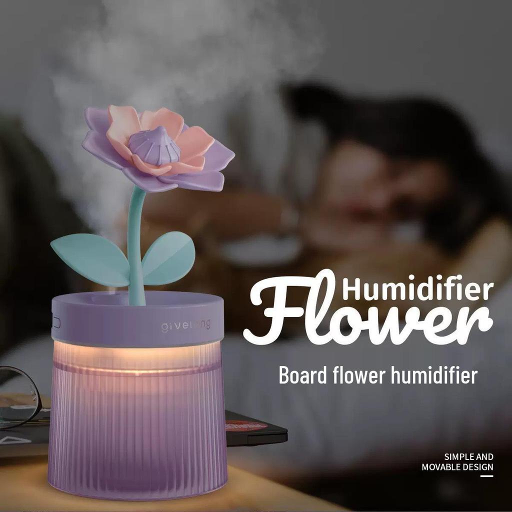 Seven-Color USB Flower Air Humidifier for Desk or Car