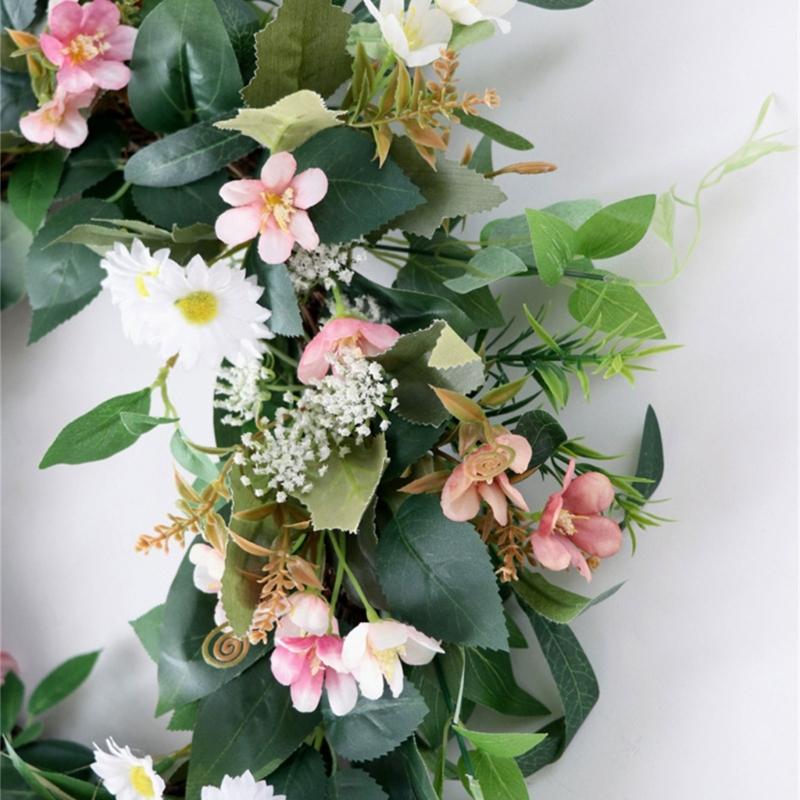 Artificial Flower Wreath Spring Wreath Decoration for Front Door Farmhouses Garden for Wedding Party Home Decoration