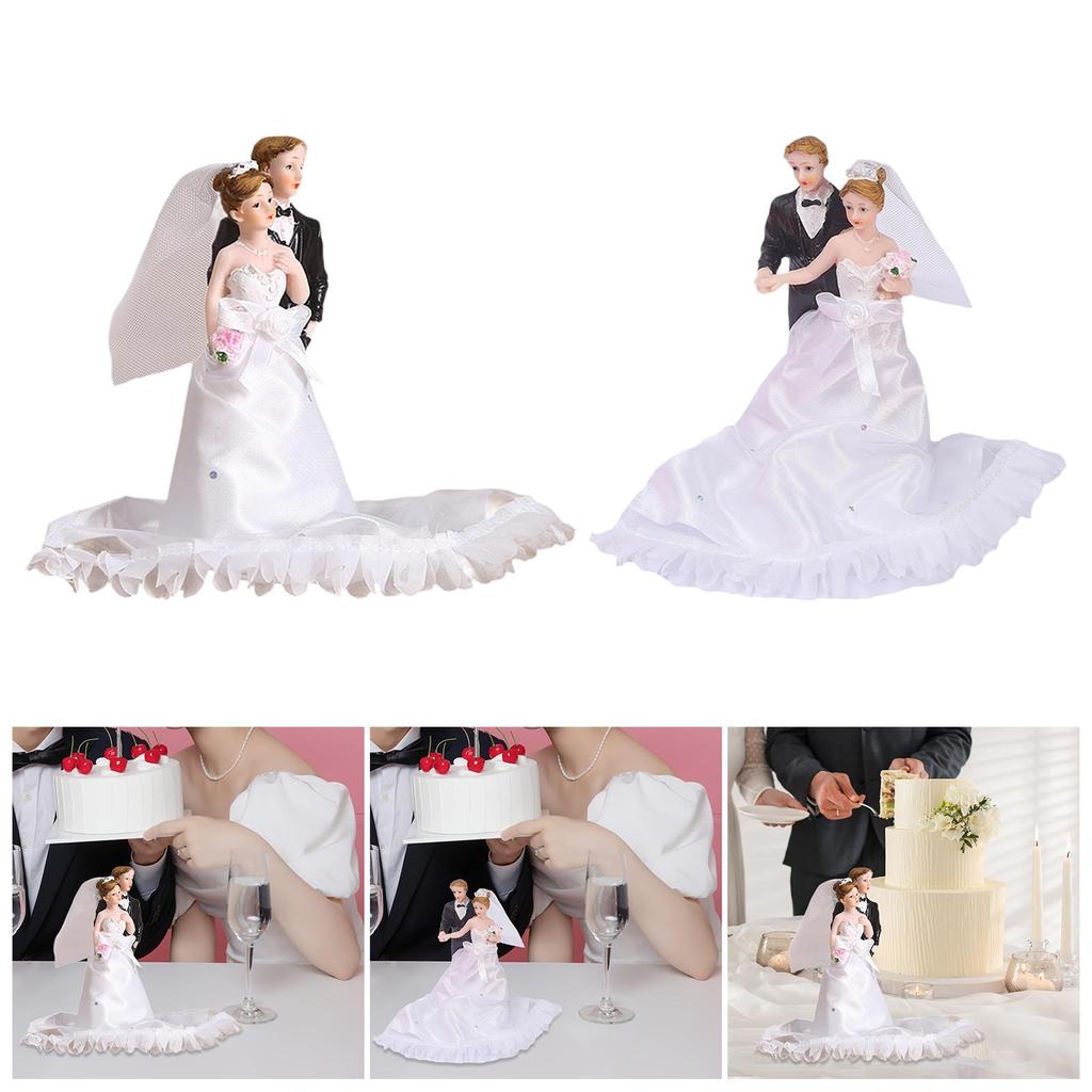 Wedding Cake Topper Bride and Groom Set Accessories Decorative Resin Romantic