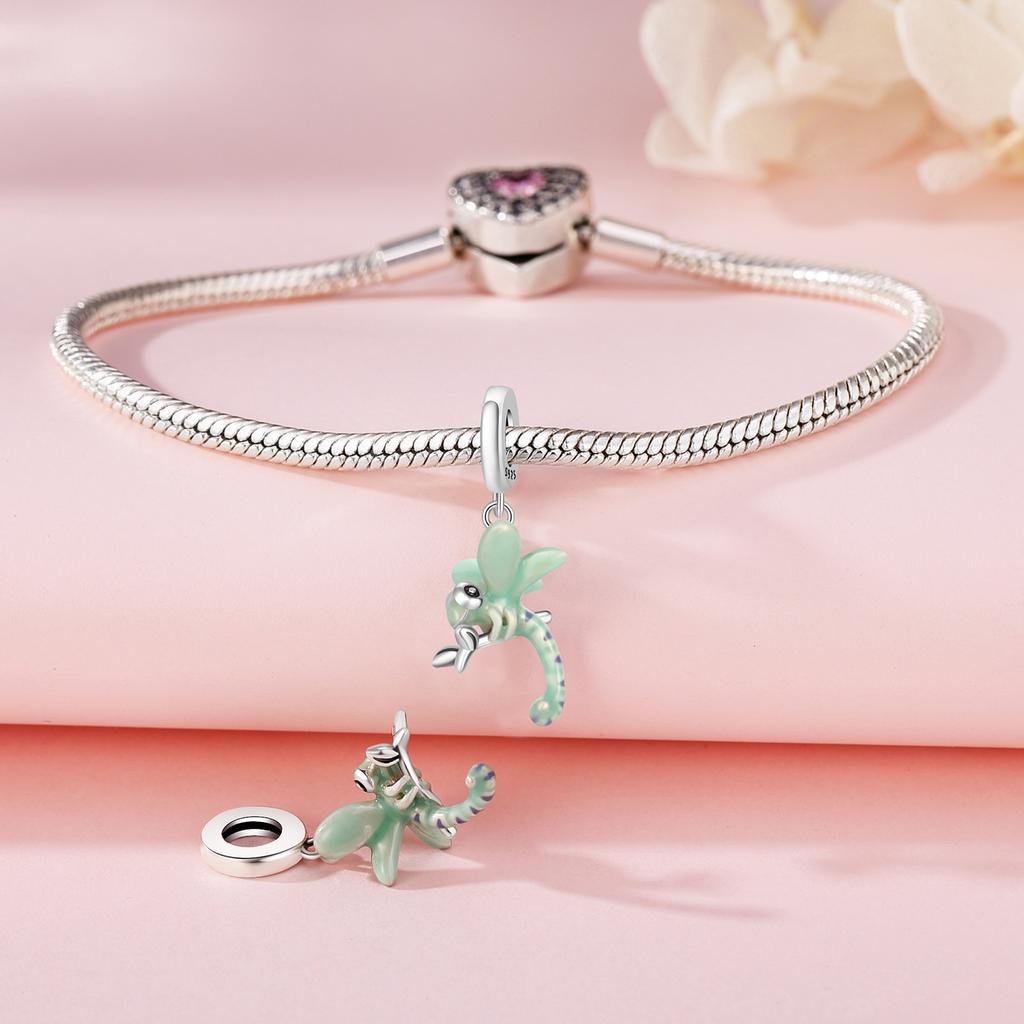 Beads Copper Charms Original Green Dragonfly Animal Pendant Insect Beads Fit Bracelet Jewelry Women Gift Accessory