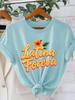 Latina Foreva Text Printed Womens Tshirt American Retro Outdoor Style Round Neck Short Sleeved Casual Top