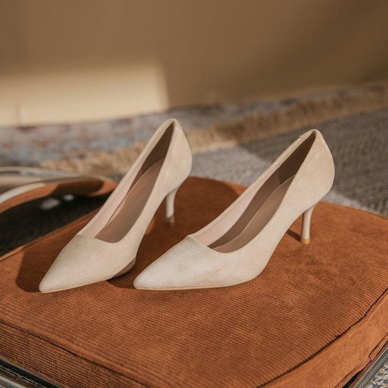 Stiletto High Heels Versatile Interview Work Shoes Etiquette Professional Pointed Single Shoes Summer and Autumn New Stiletto Pointed