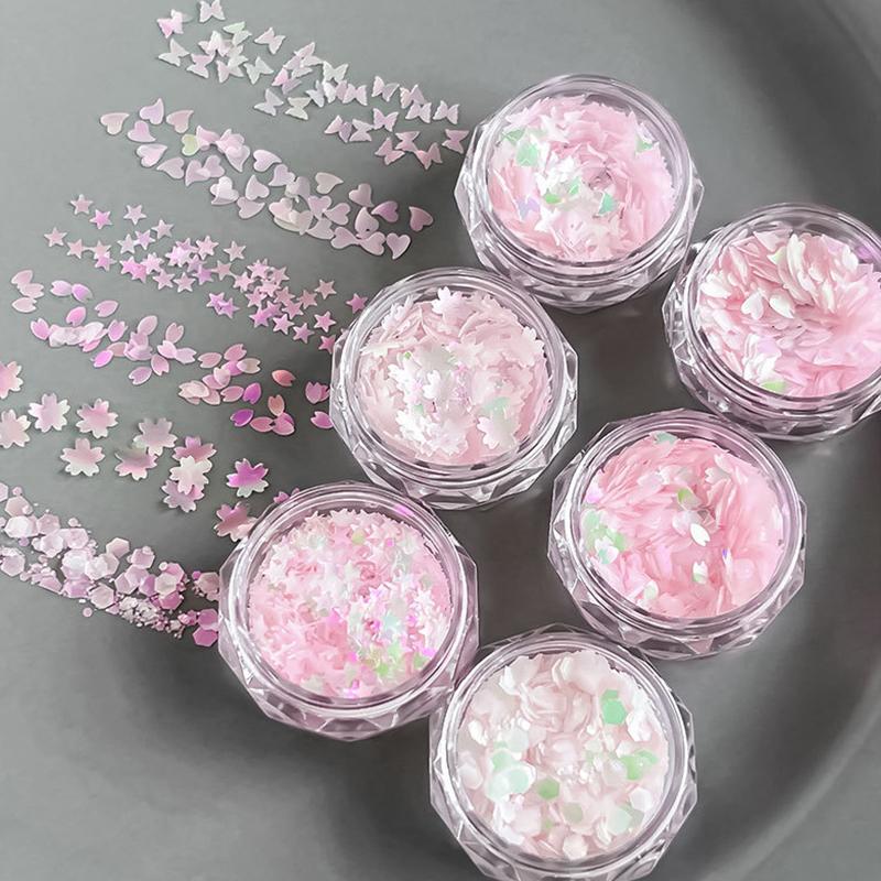 Nail Art Sequins Irregular Polarized Mermaid Sequins Fine Sparkle Powder Thick Thin Mixed Butterfly Star Sequins Nail Decoration